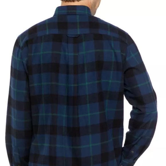 Saddlebred - Men's Long Sleeve Flannel Plaid Button Up Shirt XL, Beam Blue - Picture 2 of 6